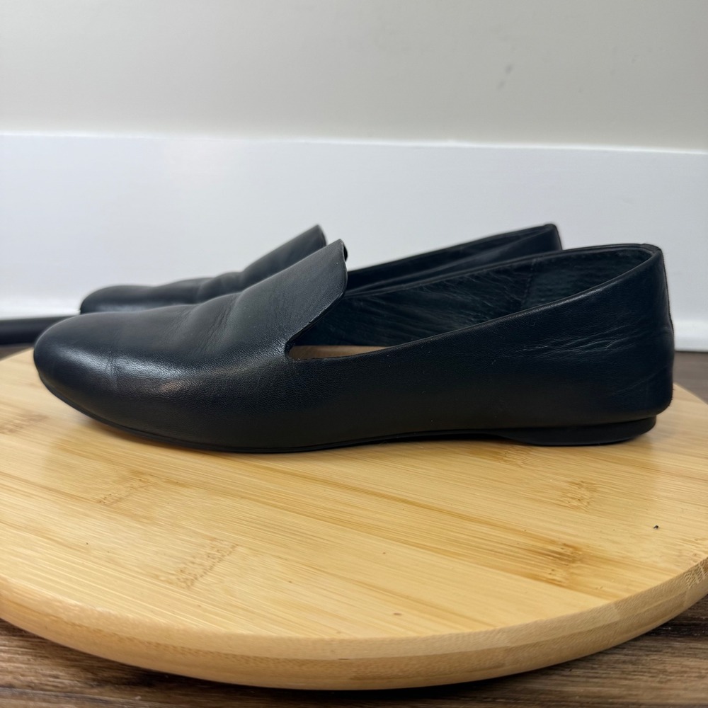 Birdies The Starling Women's 8 Flat Black Leather Shoe Loafer Comfy Travel Slip - Picture 3 of 8